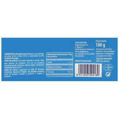 Bocaditos bacalao desalado Angomar 180g