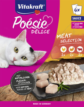 Comida húmeda de carne para gatos poesie Vitakraft 510g 6uds