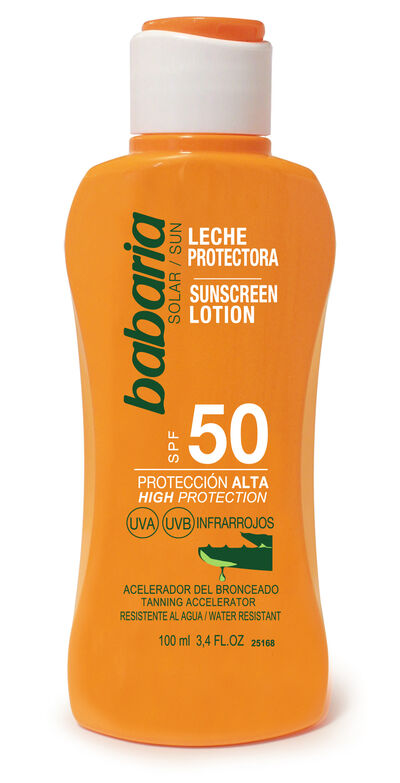 Leche protectora Babaria SPF50 100ml Aceite bronceador