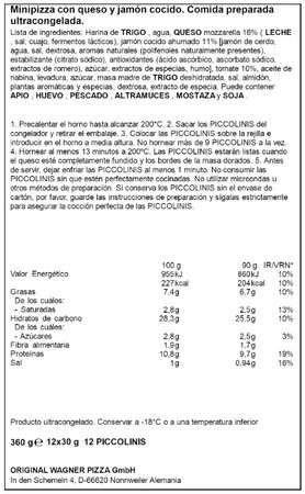 PICCOLINIS BUITONI 9+3U gratis 360G Queso y Jamón