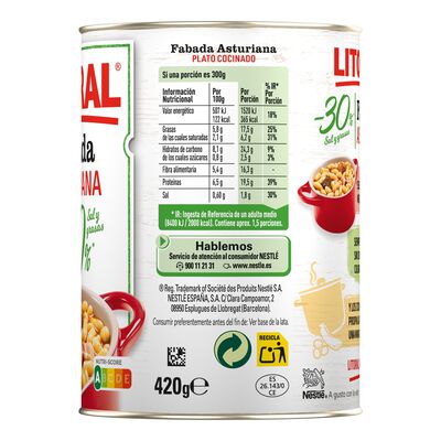 Fabada Asturiana Litoral con 30% menos de sal y grasa 420g