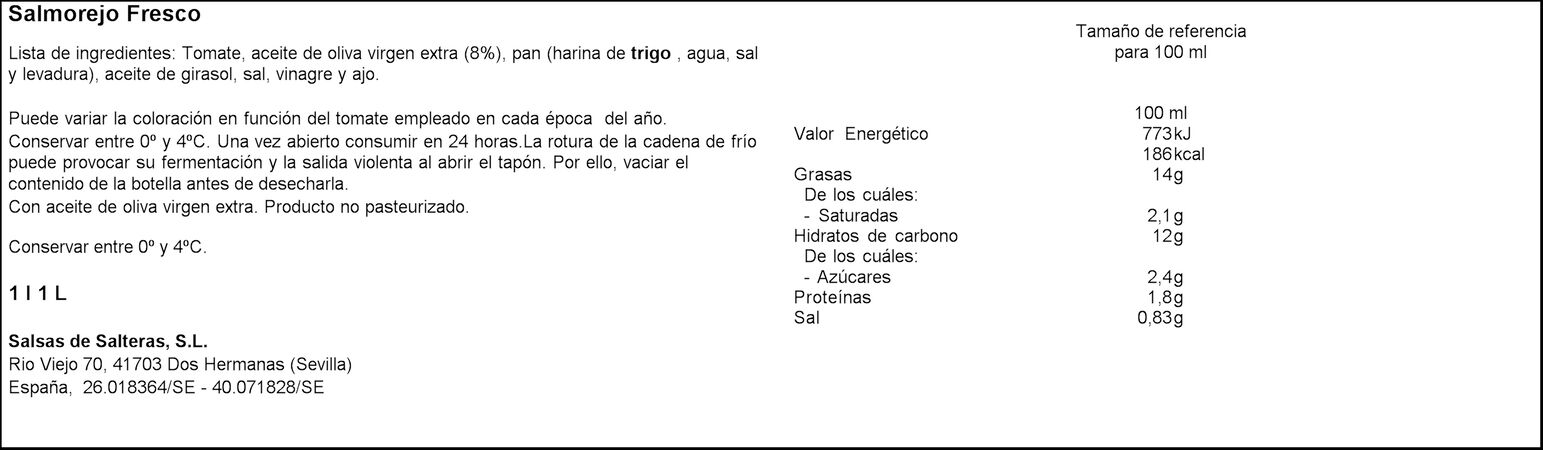 Salmorejo fresco García Millán 1l