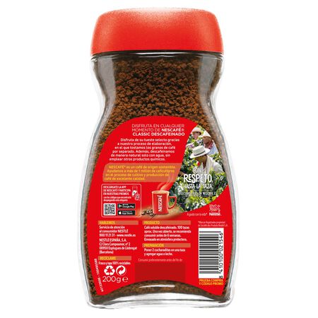 Café soluble descafeinado Nescafé 200g mezcla