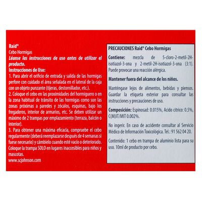Insecticida cebo de hormigas Raid