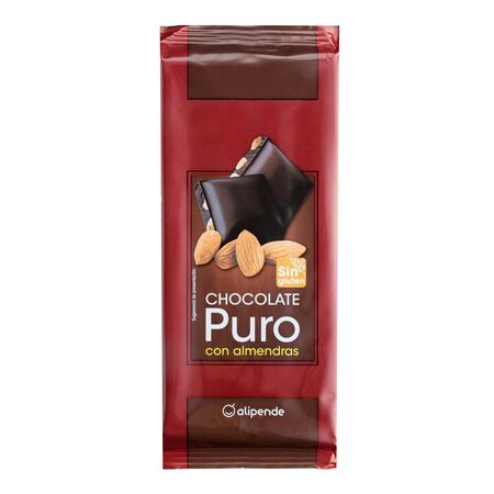 Chocolate puro sin gluten Alipende 150g con almendras
