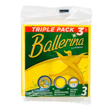 Bayeta Ballerina 3 uds amarilla multiusos
