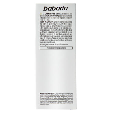 Crema de pies Babaria 50ml antidurezas con 20% de urea y aloe vera