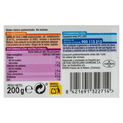 Queso de untar sin lactosa Alipende 200g