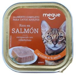 Comida húmeda gato Meque tarrina rico en salmón 100g
