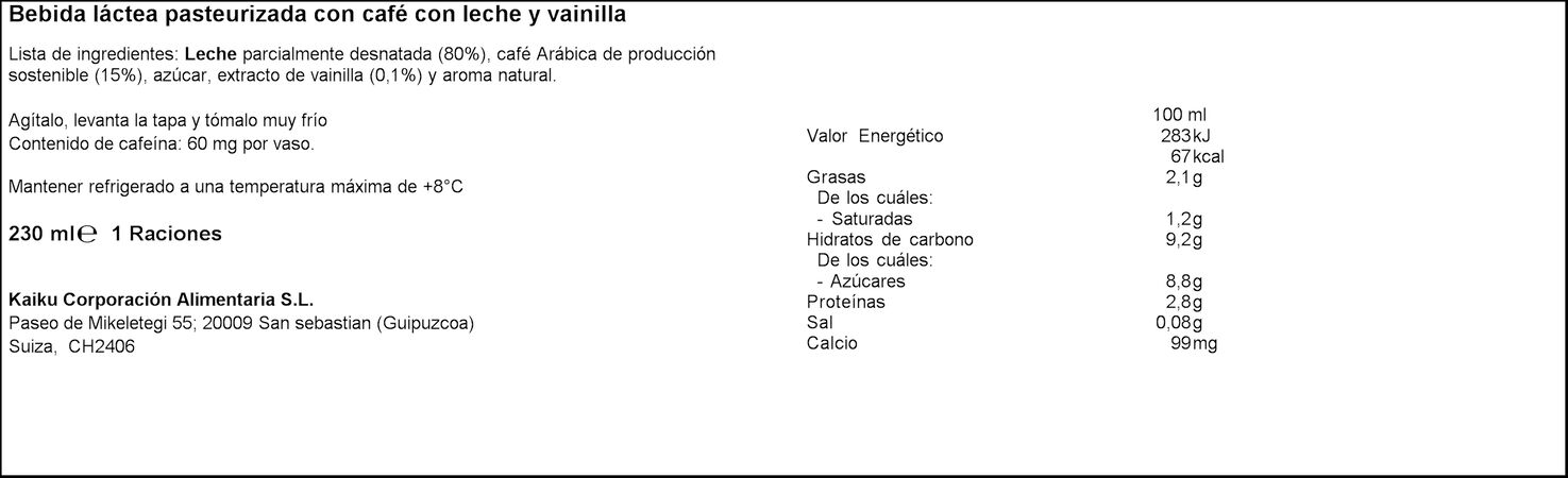 Caffe latte Kaiku 230ml vainilla