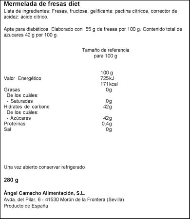 Mermelada diet la vieja fabrica 280g fresa
