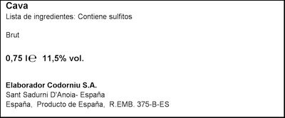 Cava ecológico Brut Codorniu Cuvée Original 75cl