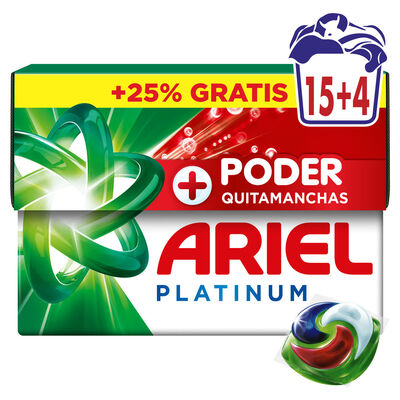 Detergente c&aacute;psulas Platinum Ariel 15+4 lavados