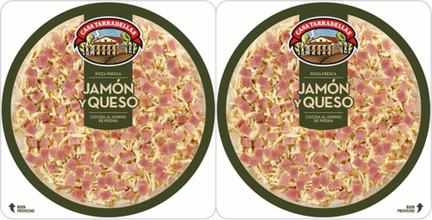 Pizza Casa Tarradellas pack 2 jamon y queso