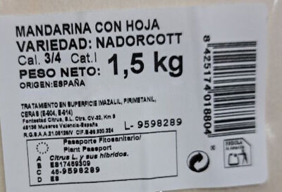 Mandarina o clementina cesta 1,5kg