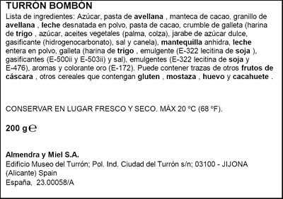 Turrón chocolate 1880 200g bombon rocher