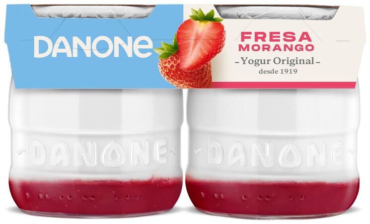 Yogur original Danone pack 2 con fresas