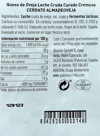 Cuñas de queso semicurado de oveja 2x200g