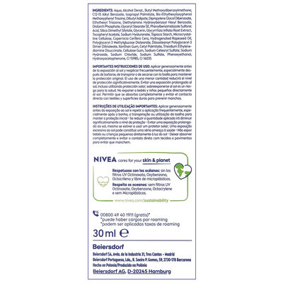 Serum uv diario Nivea 30 ml f50 acido hialuronico y licocalcón A