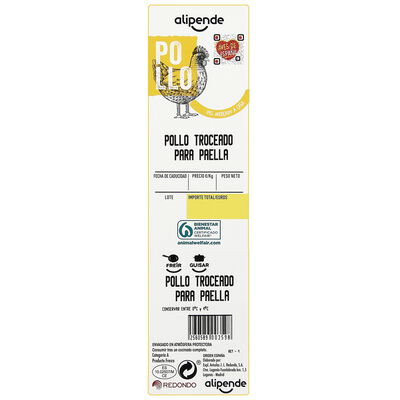 Pollo troceado para paella Alipende bandeja 900g aproximadamente