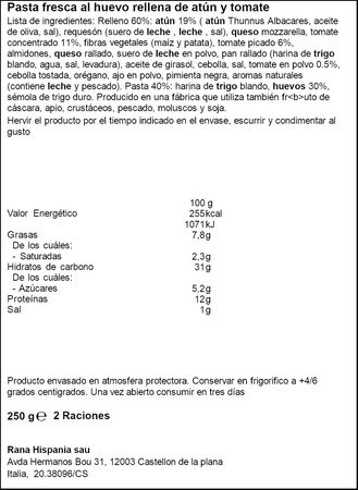 Pasta fresca tortellini atún y tomate Rana 250g