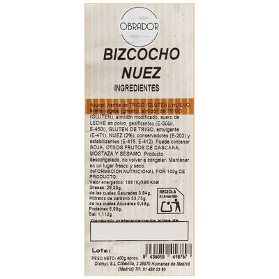Bizcocho Obrador 400g Nuez
