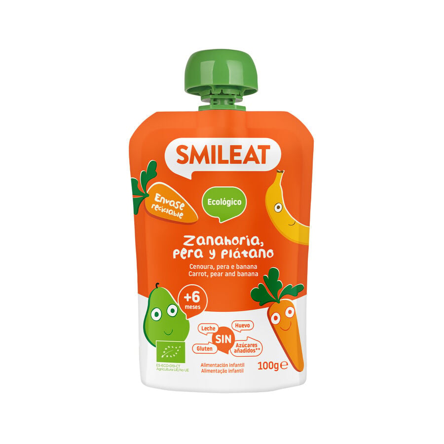 Pouch Smileat zanahoria plátano y pera 6meses 100g