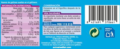 Huevos de gallinas sueltas en el gallinero Alipende 12u "clase l-xl"