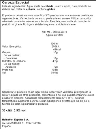 Cerveza Dorada El Aguila 200ml P6