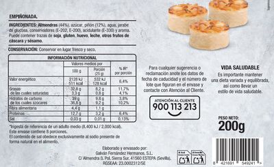 Empi&ntilde;onada almendra y pi&ntilde;on Alipende 200g