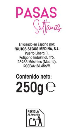 Pasas sultanas sin pepitas Alipende 250g