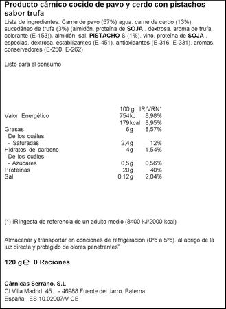 Pavo trufado finas lonchas Serrano 2 x 60g