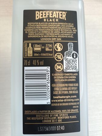 Ginebra Beefeater Black 70cl