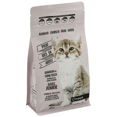 Alimento completo para gato junior Meque pollo arroz 400g