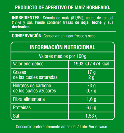 Snack de ma&iacute;z alipenditos 85g