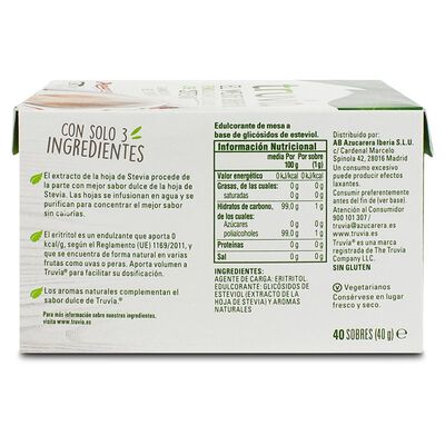 Endulzante Truvia stevia 40 sobres
