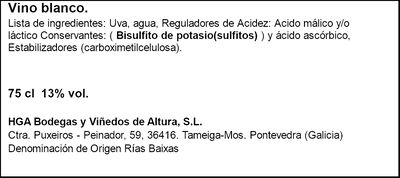 Vino blanco DO Valdeorras EL Confidente Godello 75cl