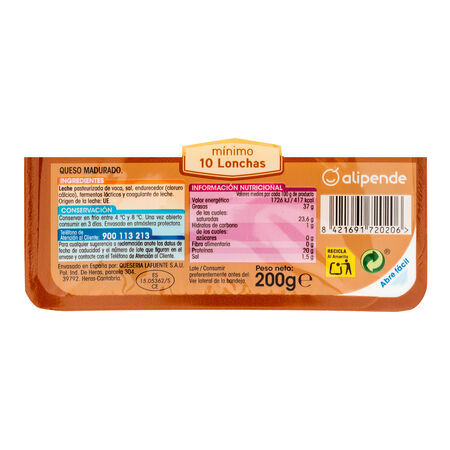 Queso havarti en lonchas Alipende 200g