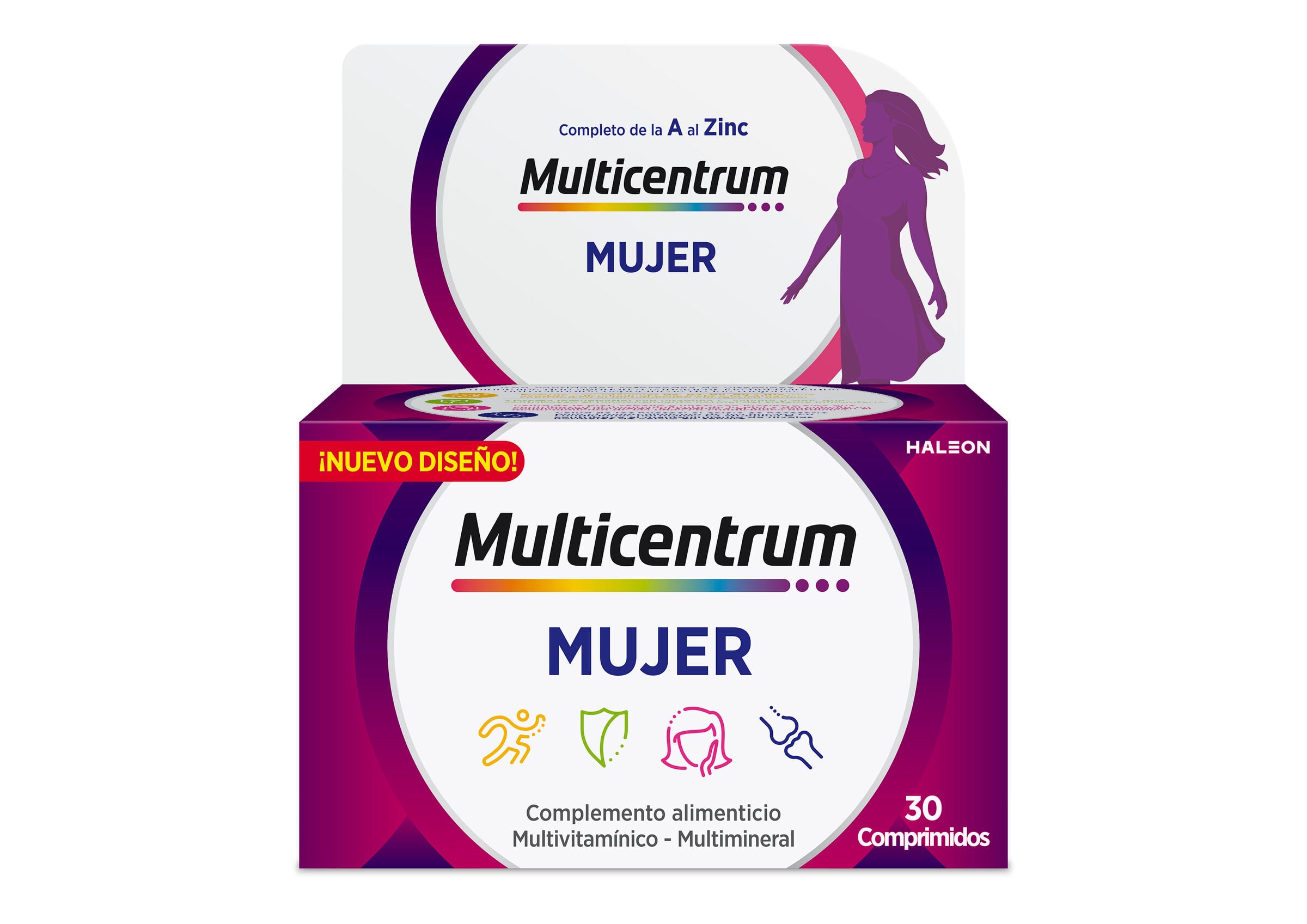 Complemento alimenticio multivitamínico para mujer Multicentrum 30 cápsulas