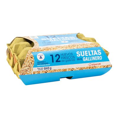 Huevos de gallinas sueltas en el gallinero Alipende 12u "clase l-xl"