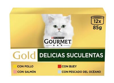 Alimento húmedo para gato gourmet Gold pack 12 deliciosas suculentas
