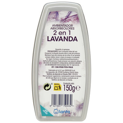 Ambientador absorbeolores 2 en 1 lavanda Lanta 150 g