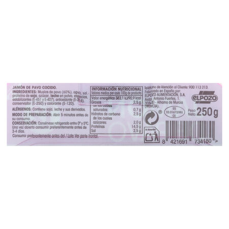 Jamón de pavo en lonchas Alipende 250g