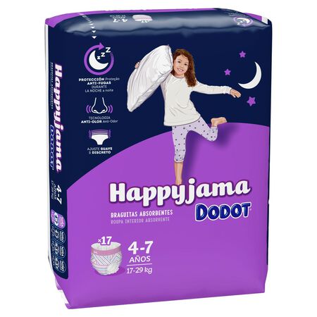 Pañal braga Happyjama niña 4-7años 17 uds