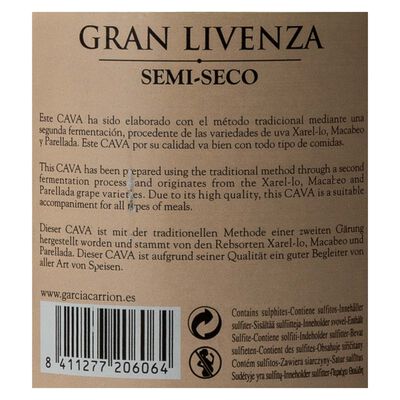Cava semi seco Gran Livenza 75cl