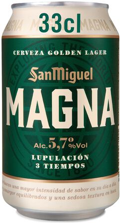 Cerveza rubia especial San Miguel Magna lata 33cl