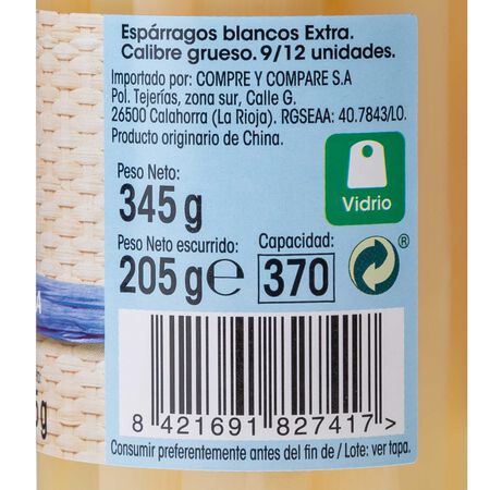 Esparragos blancos grueso Alipende 205g (9/12 piezas)