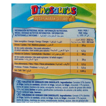 Galleta Dinosaurus pepitas de chocolate artiach 140g