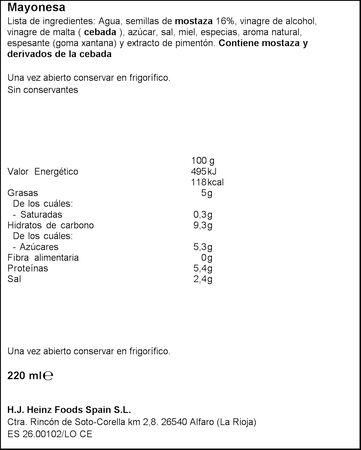 Mostaza Heinz 220ml bocabajo