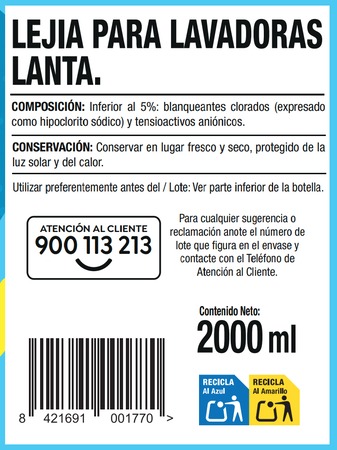 Lej&iacute;a densa 2l Lanta para lavadora